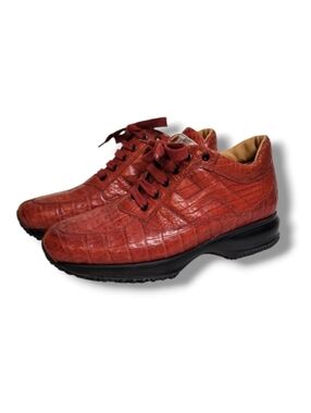 Hogan Interactive Red Croc Embossed Sneakers Trainers